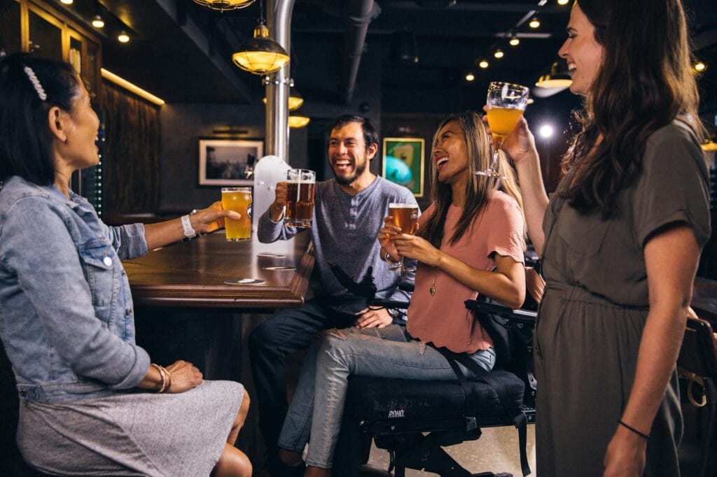 group of people drinking beer and having fun